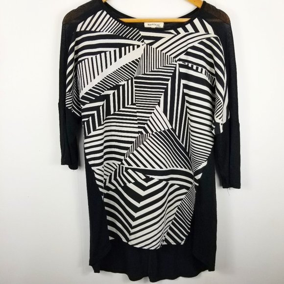 Monteau Anthropologie Black & White Flowy Blouse - Picture 1 of 8